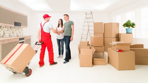 Packed boxes and furniture ready for a Borough flat move